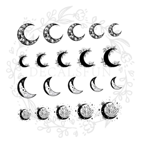Moon Nail Decals Etsy