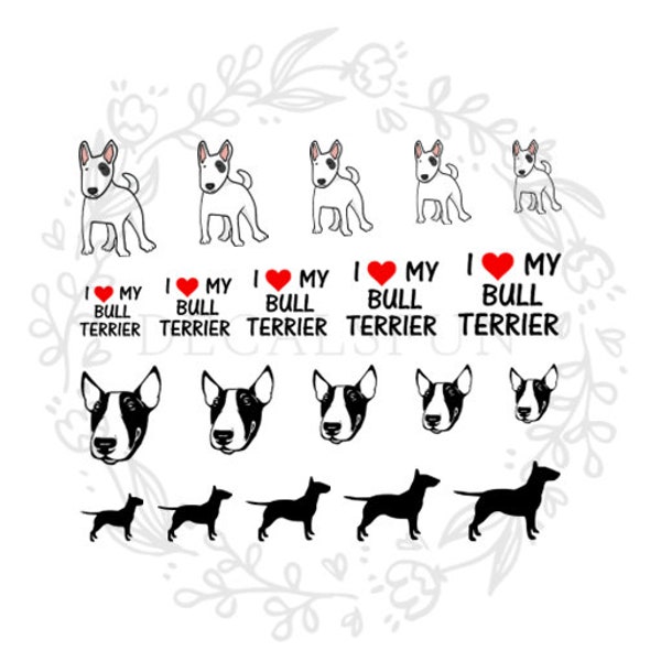 Bull Terrier chien Nail Art Water Décalcomanies