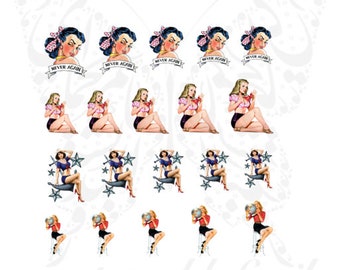 Retro Girls Pinup Vintage Nail Art Water Decals