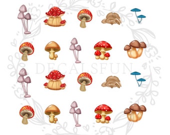 Mushroom Nail Art Water Decals