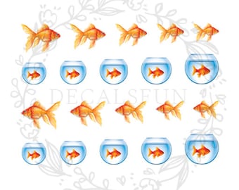 Goldfish fish Nail Art Water Decals