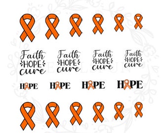Orange Ribbon Nail Art Water Decals