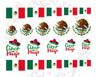 Cinco de Mayo Mexico Nail Art Water Decals