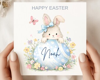 Personalized Kids Easter Card | Bunny Rabbit Design
