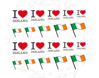 I Love Ireland St Patrick's Day Nail Art Water Decals