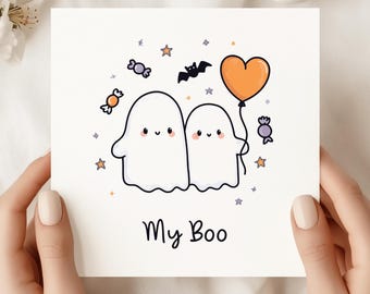 Ghost Couple Halloween Card – Romantic "My Boo" Greeting