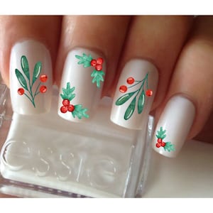 Christmas Holly Nail Art Water Decals