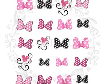 Mouse Pink Bow Ribbon Nail Art Water Decals