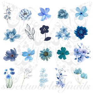 Blue Flower Nail Art Water Decals