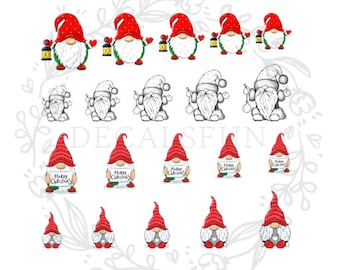 Christmas Gnome Nail Art Water Decals