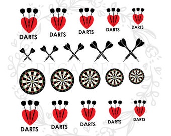 I Love Darts Nail Art Water Decals