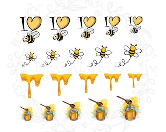 Naklejki wodne na paznokcie I Love Bees