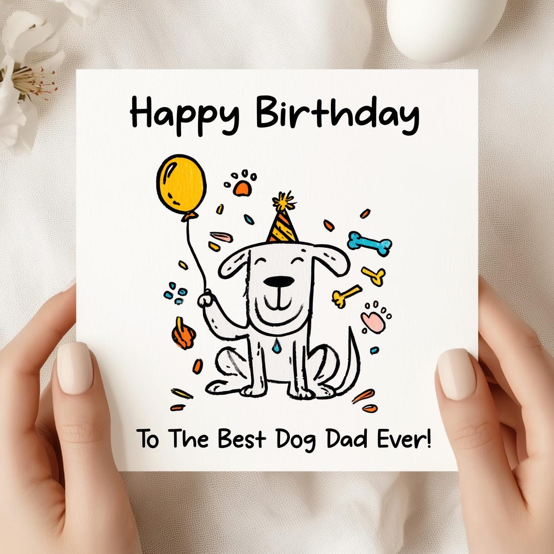 Dog Dad Birthday Card – Funny Doodle Pet Design - Etsy