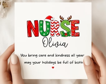 Tarjeta navideña personalizada para enfermeras – Diseño de adorno navideño