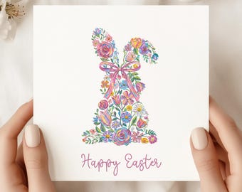 Floral Bunny Easter Card | Personalized Greeting Card