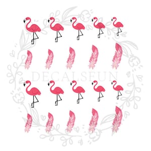Flamingo Feather Nail Art Water Decals