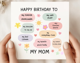 Pastel Birthday Card for Mom: Hand Lettered Greeting Card