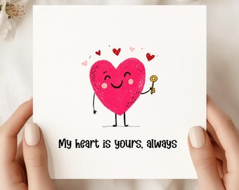Romantic Heart and Key Card: Anniversary, Valentine's Day