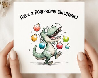 Funny T-Rex Christmas Card: Roar-some Dinosaur Holiday Greeting