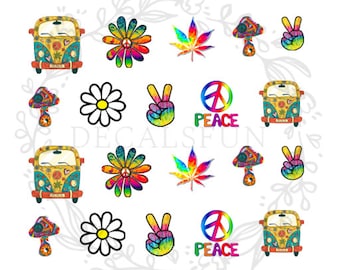 Hippie Nail Art Water Decals