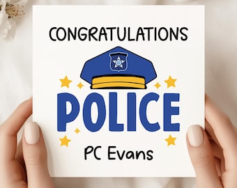 Gepersonaliseerde felicitatiekaart politieagent: afstudeercadeau wetshandhaving
