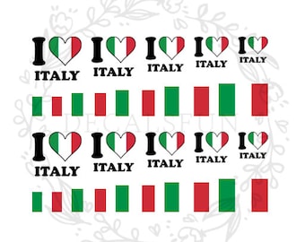 I Love Italy Nail Art Water Decals