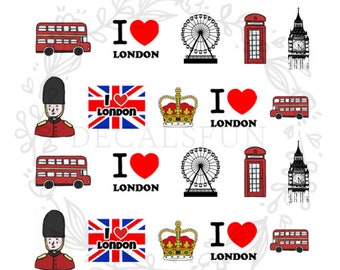 I Love London Nail Art Water Decals