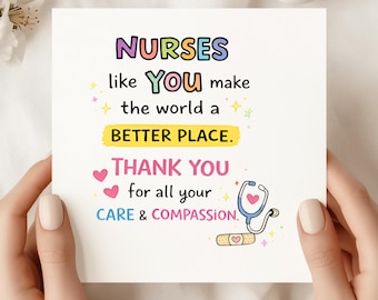 Nurse Thank You Card – Appreciation Gift, Personalized Option