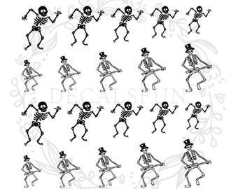 Dancing Skeleton Nail Art Water Decals
