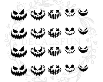 Halloween Scary Faces Nail Art Water Decals