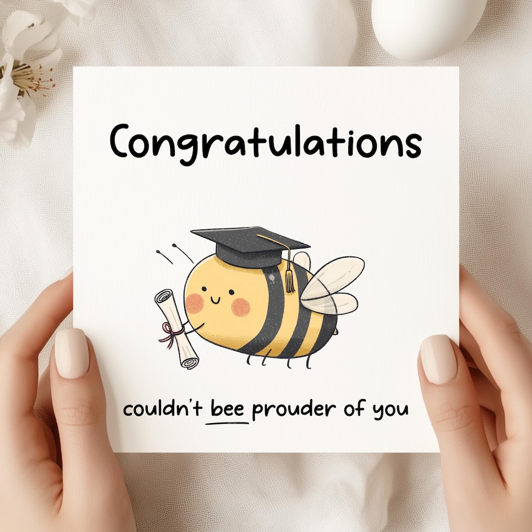 Congratulations Graduation Card – Cute Bee Graduation Card, Funny Grad ...