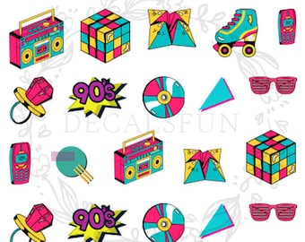 90s Nail Art Water Decals