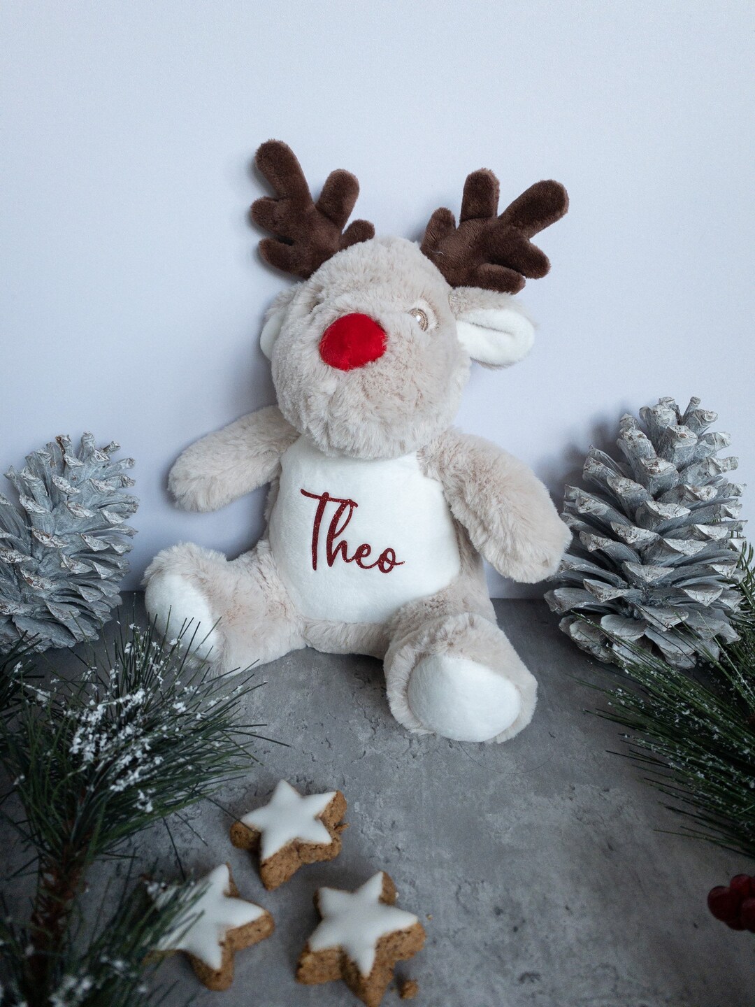 Personalized Plush Toy Cuddly Toy Reindeer Gift for Birth Etsy