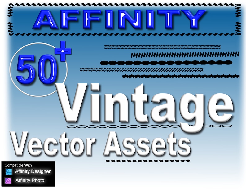 Affinity: 40 Vintage Line Assets #3 & Free Styles! - Etsy