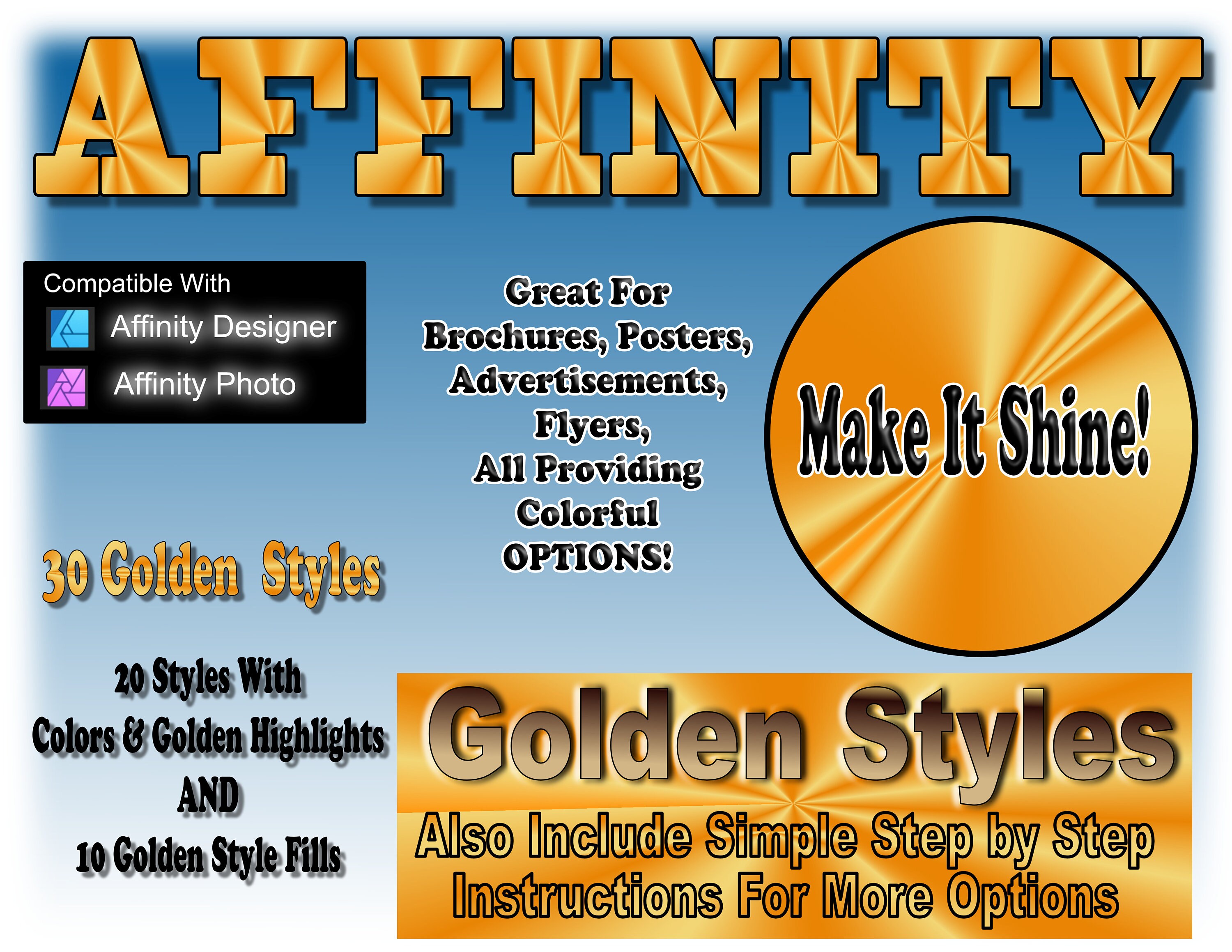 Affinity: Gold Shine Style Fills - Etsy