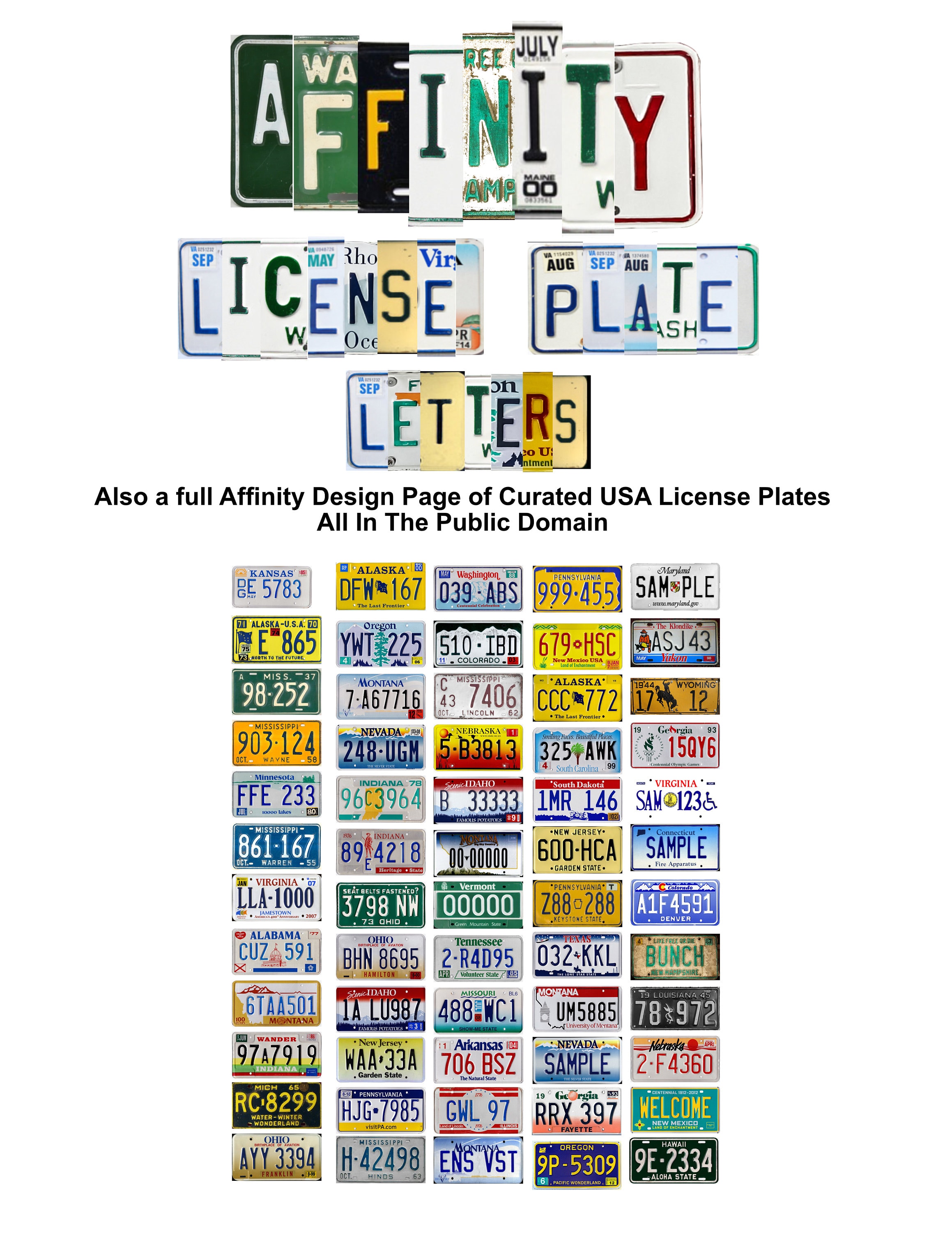 Affinity Serif -- License Plate Letters - Etsy