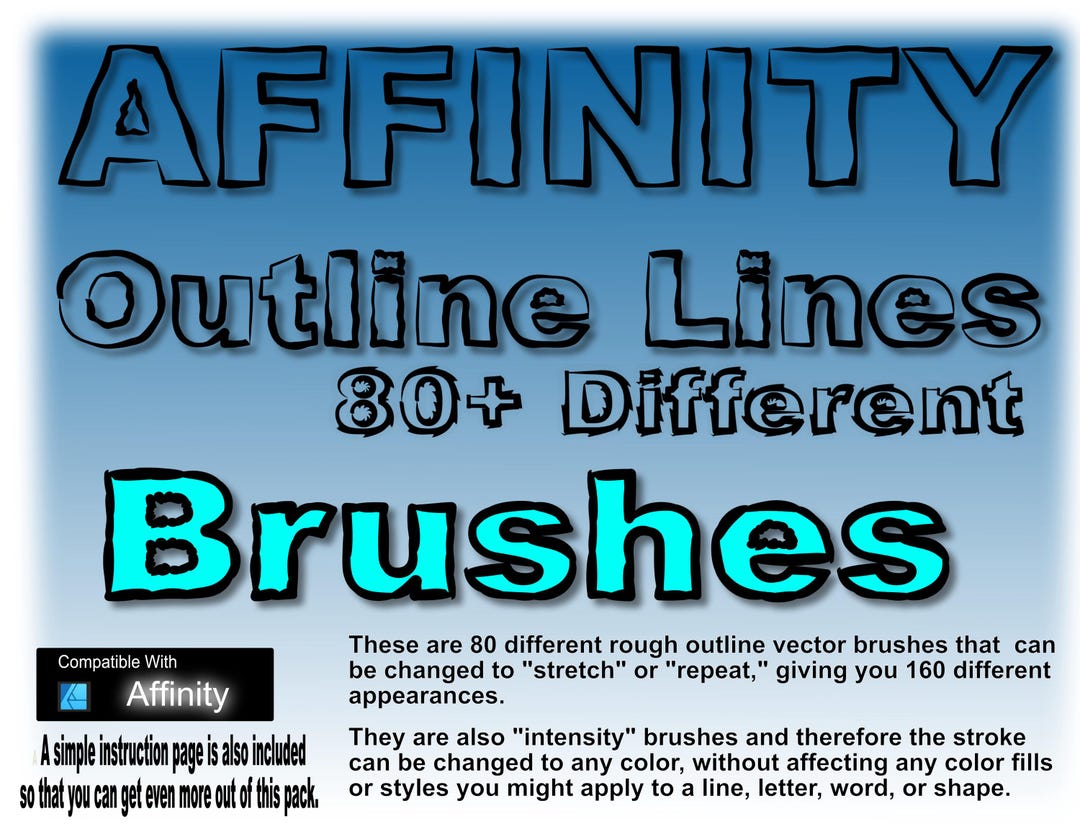 Affinity: 80 Different Outline Lines - Etsy
