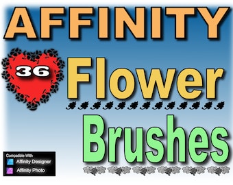 Affinity Serif -- 36 種類の花ブラシ +