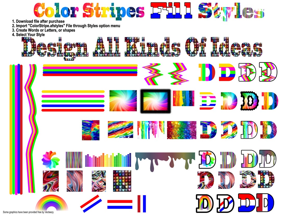 Colorful Pdf Affinity Designer: 24 Colorful Stripes Styles (PDF Download) - Etsy