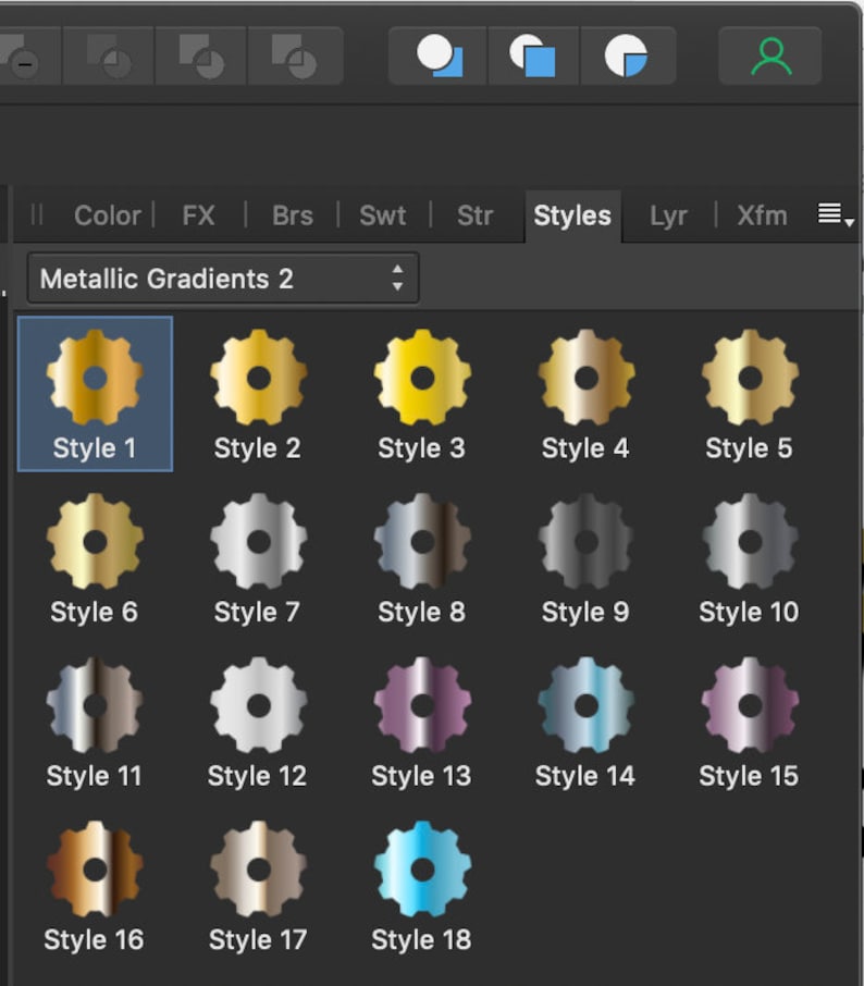 Affinity Metallic Gradients & Styles - Etsy
