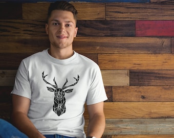 Geometric Deer Shirt, animal head Unisex T-shirt, Unique tshirt, Black&white tee, digital print t shirt