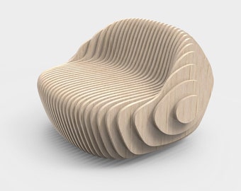 Parametric Plush Lounge Chair • Router-Cut Files • CNC Files for Cutting• Vector Files • .dxf • .dwg • .svg • .pdf