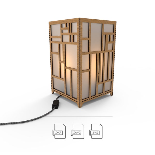 Shoji Table Lamp • Laser-Cut Files • CNC • Vector Files • .dxf • .dwg • .svg