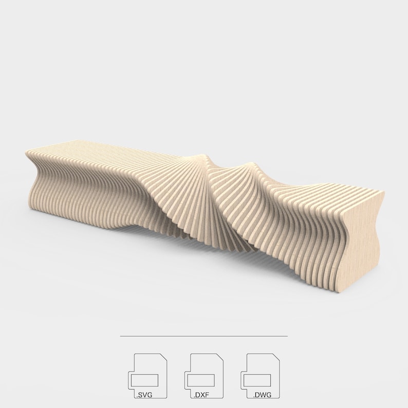 Parametric Bench: Spiro Router-Cut Files CNC Files for Cutting Vector Files .dxf .dwg .svg .pdf zdjęcie 6