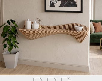 Parametric Console Shelf 2 • Modern CNC Design • Router-Cut Vector Files • dxf dwg svg pdf
