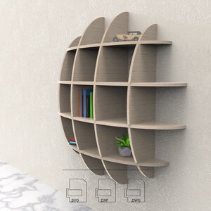 Estantería paramétrica Aria Archivos de corte por fresadora Archivos CNC Archivos vectoriales .dxf .dwg .svg .pdf imagen 4