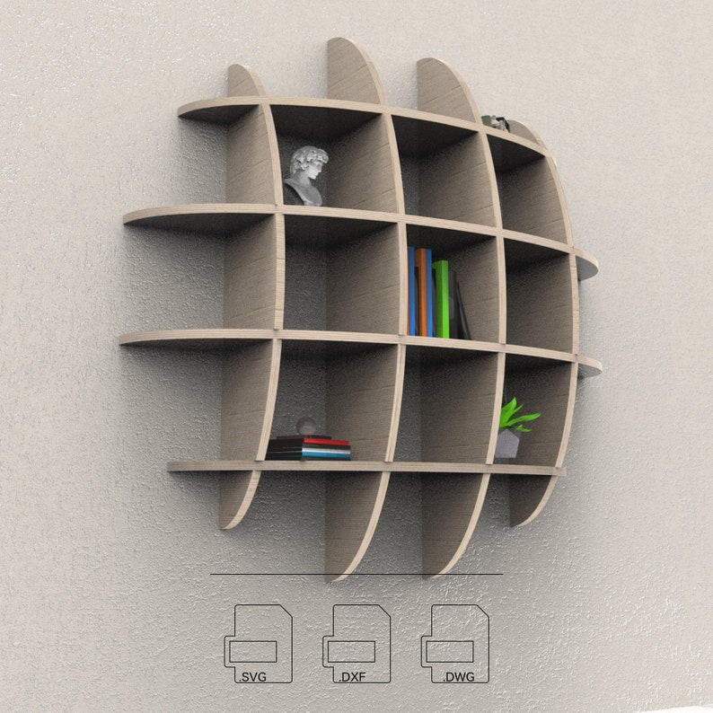 Parametric Bookshelf Aria Router-Cut Files CNC Files Vector Files .dxf .dwg .svg .pdf zdjęcie 7