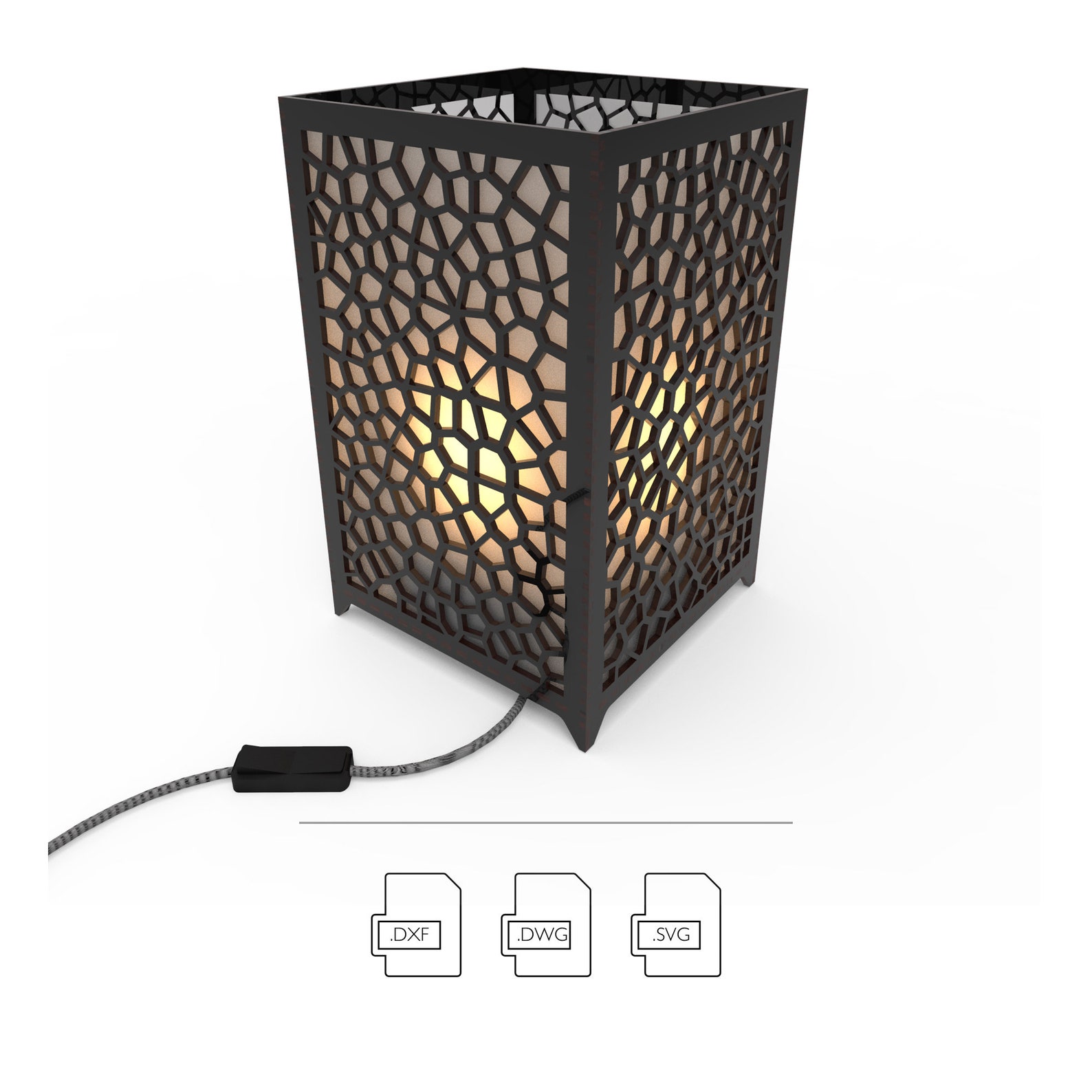 Parametric Voronoi Pattern Shoji Table Lamp Lasercut Files Etsy