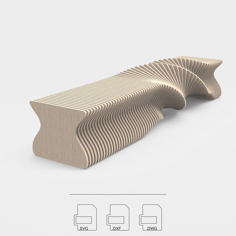 Parametric Bench: Spiro Router-Cut Files CNC Files for Cutting Vector Files .dxf .dwg .svg .pdf zdjęcie 4