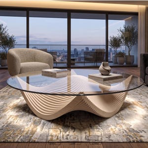 CNC Coffee Table Plans Arc | Parametric Plywood Table | Modern Furniture DXF SVG Files
